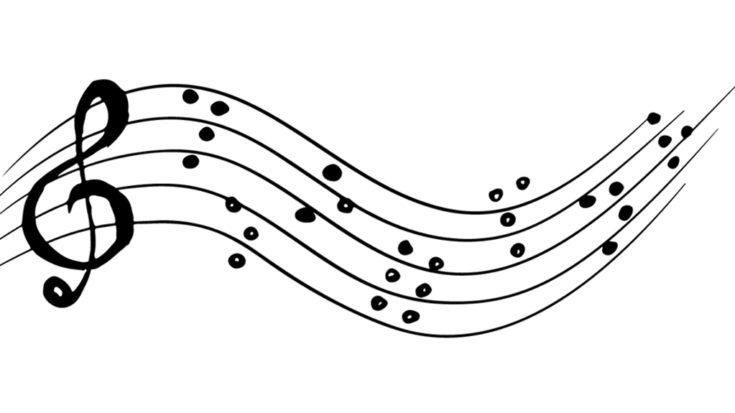 Piirroskuvassa nuottiviivasto, jonka alussa on nuottiavain ja viivaston päällä pistekirjoitusmerkkejä.