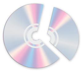 CD-levy, joka on halkaistu kahteen osaan niin, että toinen osa on 2/3 koko levyn koosta.