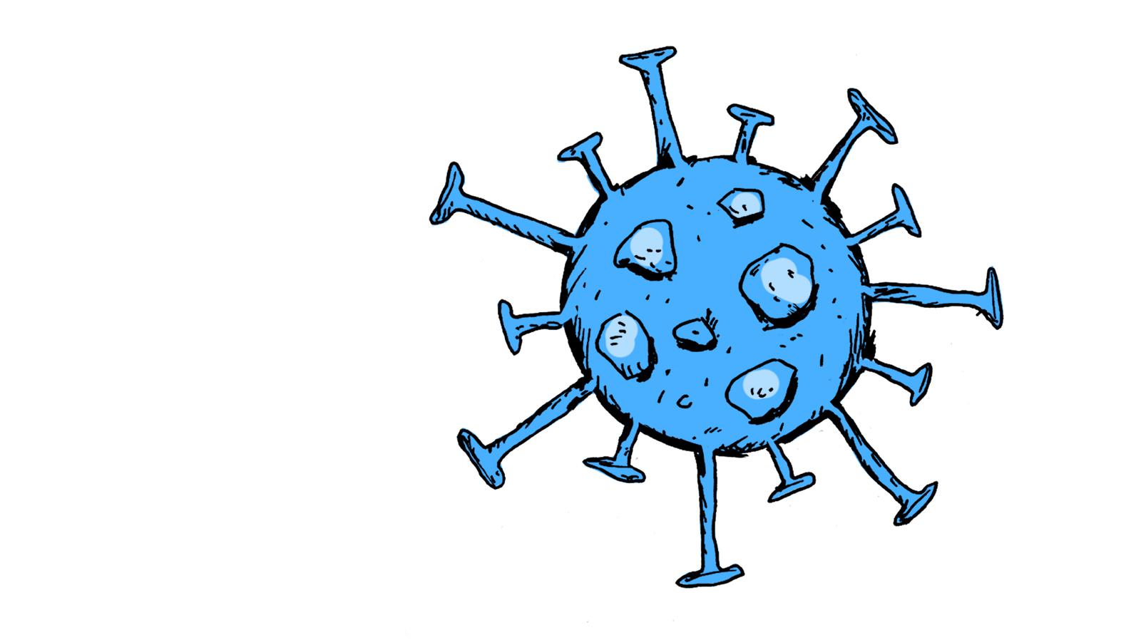 Piirroskuva koronaviruksesta.