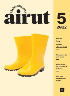Airut 5/2022:n kansi. Keltaiset kumisaappaat ja keltainen tausta.